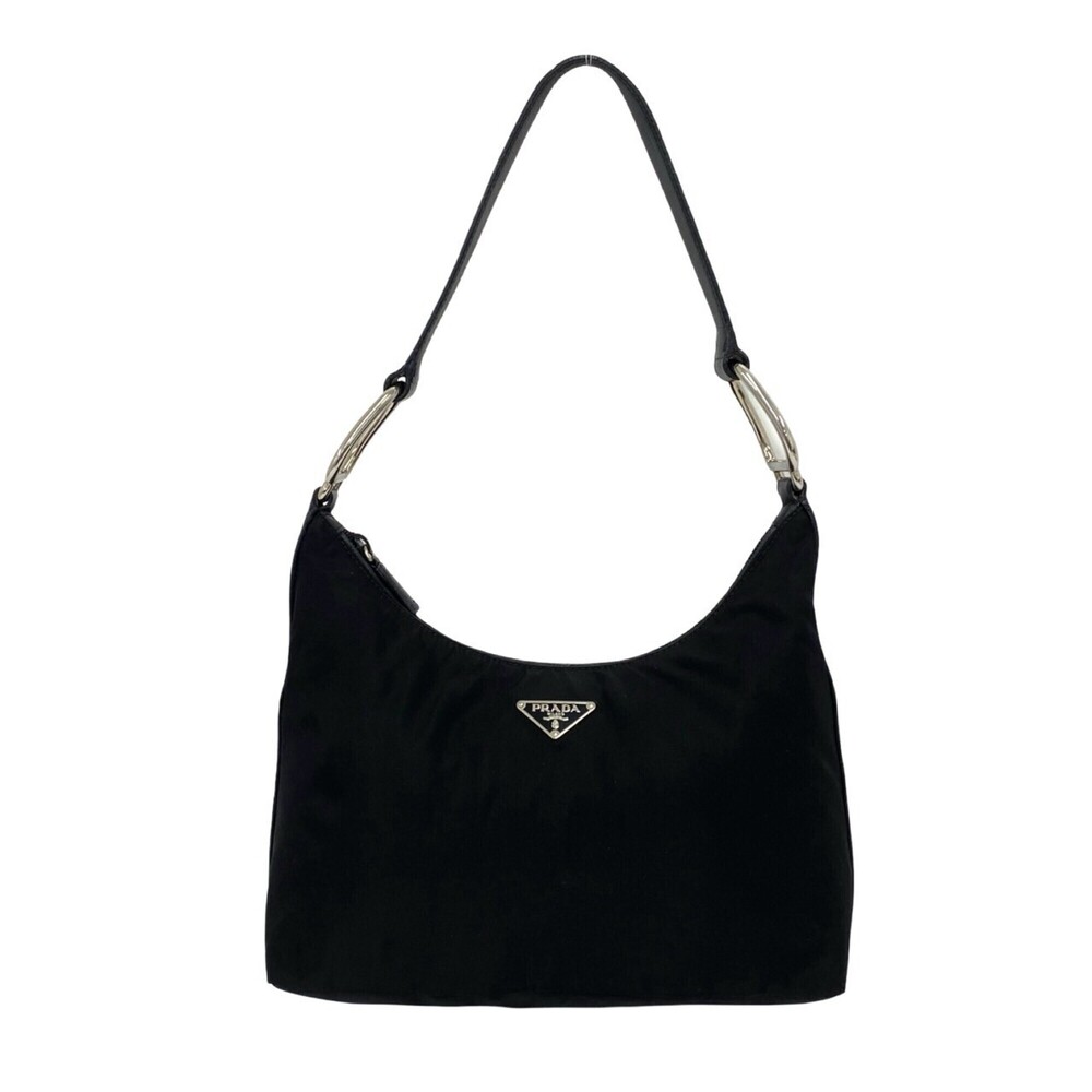 PRADA Triangle Logo Plate Hardware Tessuto Pocono Nylon Leather Semi One-Shou...
